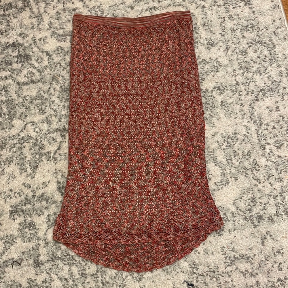 Vintage red crochet midi skirt